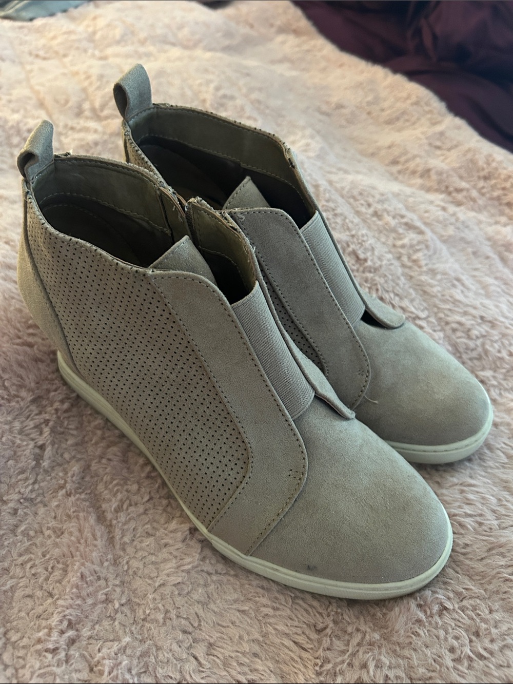 a new day Beige Suede-Look Wedge Ankle Booties